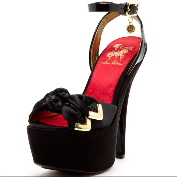 Circus by Sam Edelman Black and Gold Platform Heels - Picture 1 of 5
